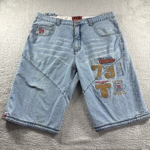 VINTAGE Pepe Jeans Shorts Mens 42 Baggy Embroidered Patches Y2K Streetwear